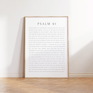 Psalm 91 Christian Wall Art, Minimal Bible Verse Print, Typography Scripture Print, Farmhouse Living Room Decor