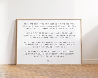 La bénédiction, paroles de chanson d'élévation, impression d'art mural chrétien, signe de chanson de culte de Kari Jobe, décoration d'intérieur religieuse, que sa faveur soit sur vous