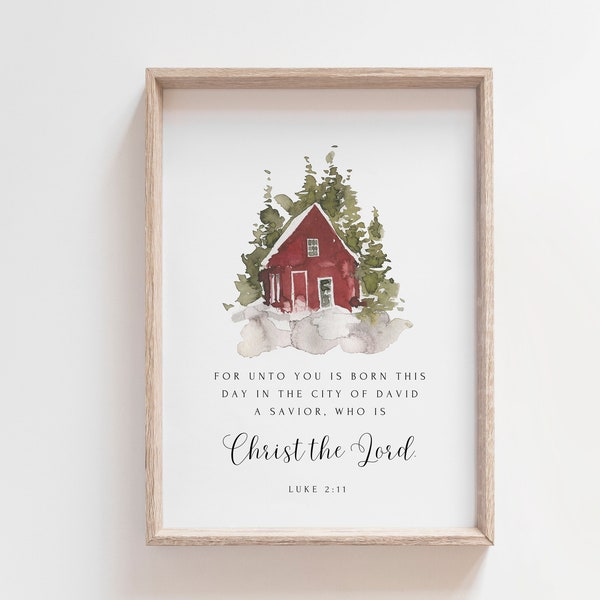 Luke 2:11, Printable Christmas Print, Bible Verse Wall Art, Christmas Decor, Christmas Quote