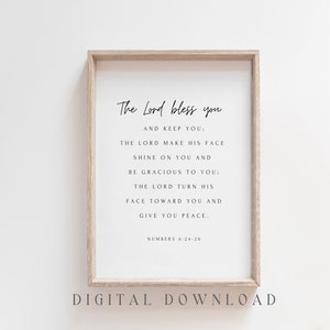 THE LORD'S BLESSING, Numbers 6:24-26, Digital Print, Christian Wall Art, Modern Scripture Print, Minimal Christian Decor, Bible Verse Sign