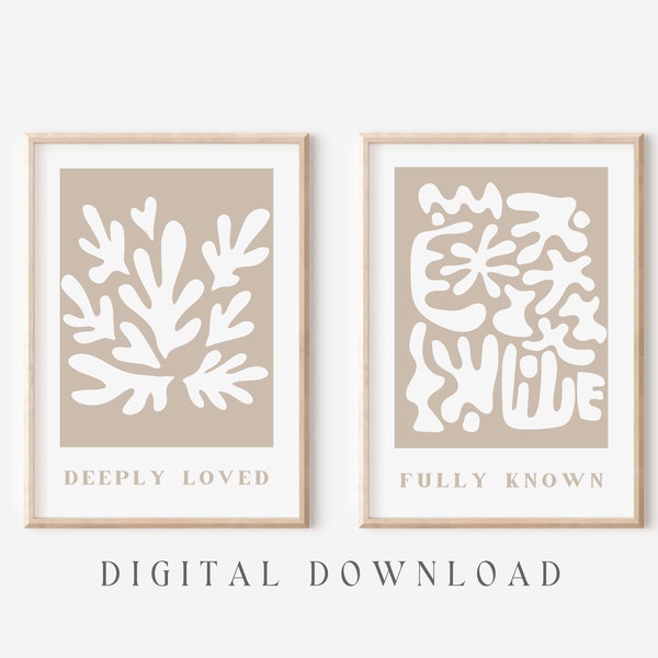 DEEPLY LOVED Fully Known, Digital Print, Modern Christian Wall Art, Minimal Bible Verse Print, Scripture Print, Aesthetic Christian Poster