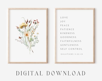 Fruit of the Spirits Blumendruck Set, Galater 5:22-23 (Digitaler Download)