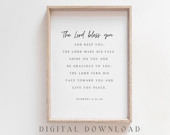 THE LORD&#39;S BLESSING, Numbers 6:24-26, Digital Print, Christian Wall Art, Modern Scripture Print, Minimal Christian Decor, Bible Verse Sign