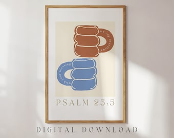 Psalm 23:5 Scripture Print, Christian Wall Art (Digital Download)