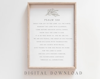 Psalm 100 Printable, Modern Christian Typography (Digital Download)