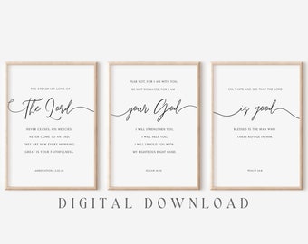 The Lord Your God Is Good, Bible Verse Wall Art Set of 3, Christian Art Digital Printable, Minimal Christian Home Decor, 24x36 Inch Poster