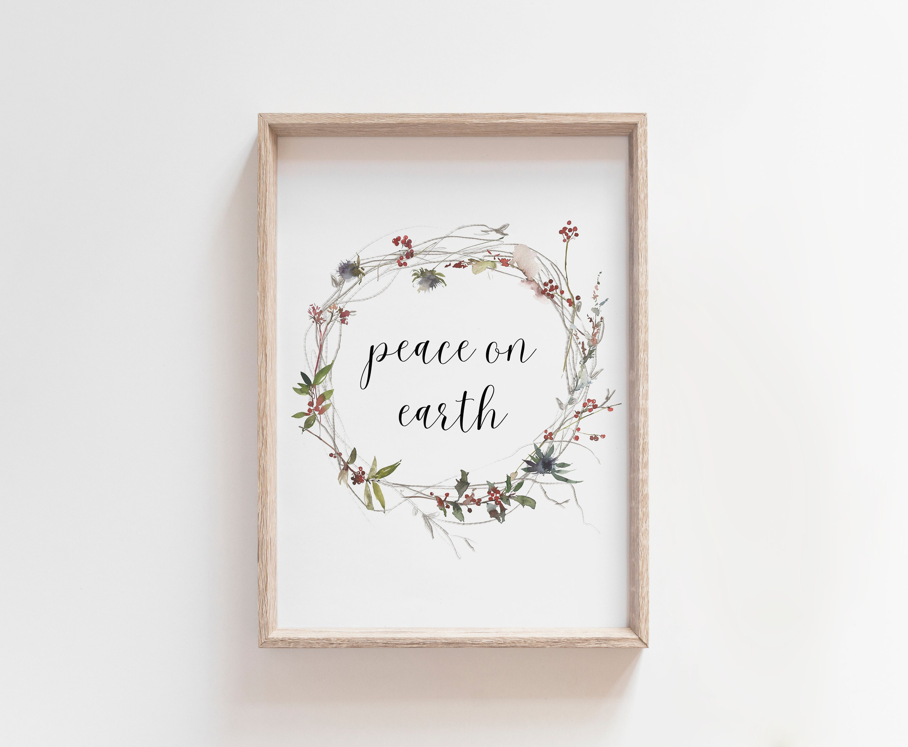 PEACE ON EARTH, Christian Christmas Prints, Christmas Bible Verse Decor, Holiday Scripture Wall Art Printable, Christmas Bible Verse Print