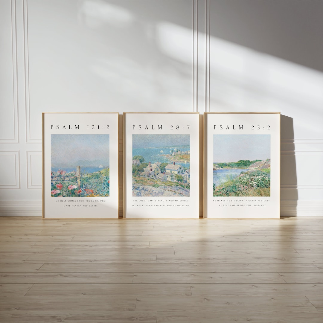 Christian Wall Art Set of 3, Psalm Collection, Psalm 121, Psalm 23 ...