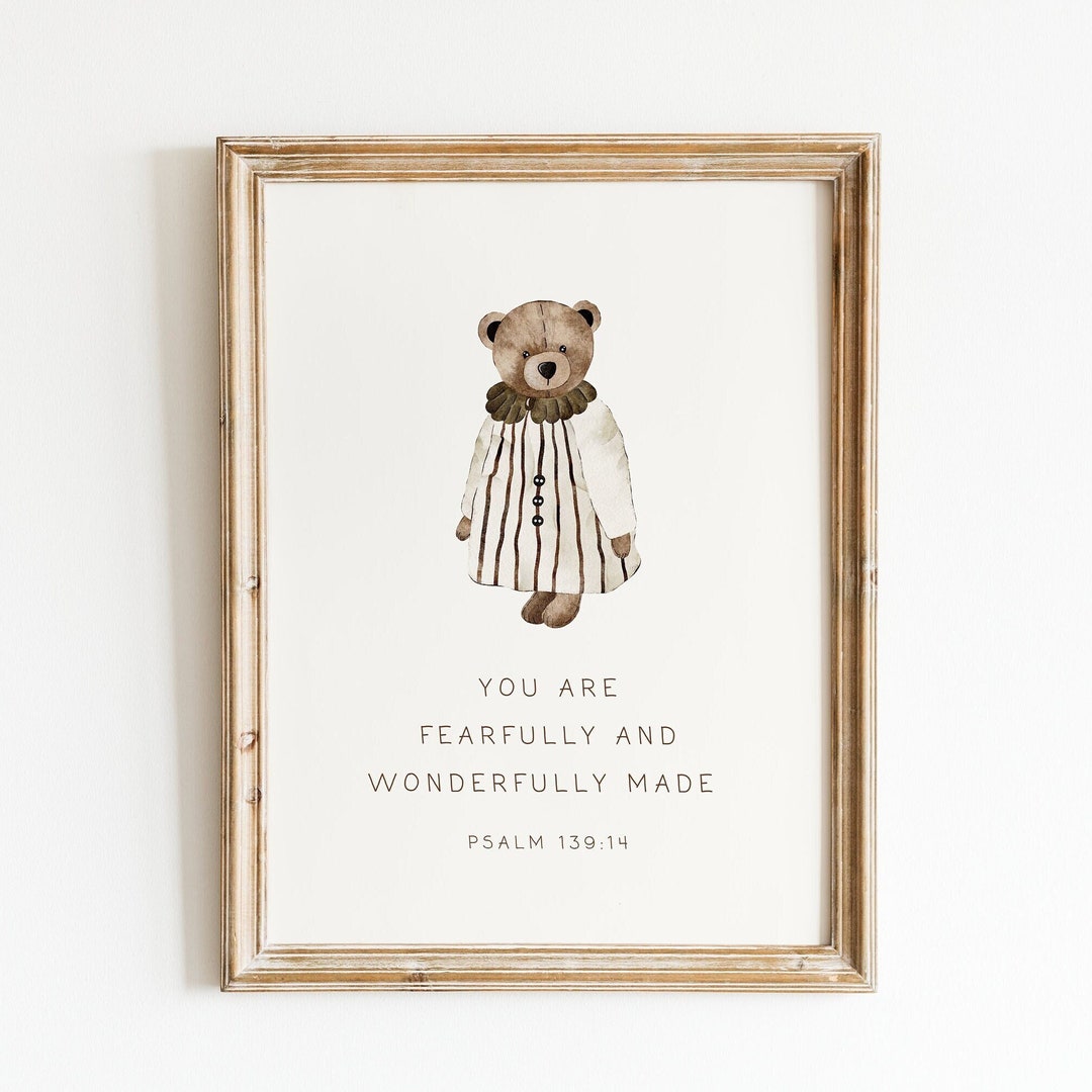 Christian Nursery Wall Art, Psalm 13914, Baby Bible Verse Print