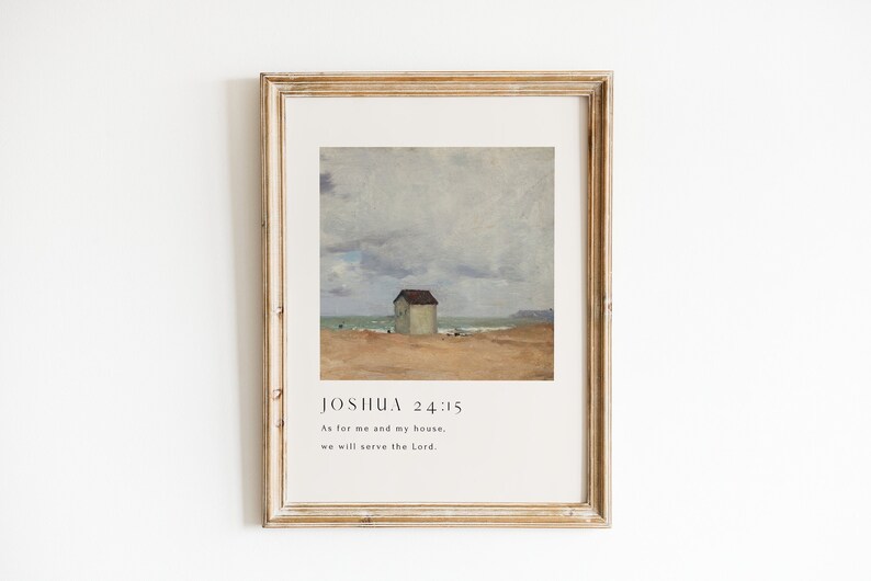 Christian Wall Art, Joshua 24:15, As For Me And My House, Landscape Bible Verse Print, Modern Scripture Decor, Religious Holiday Gift