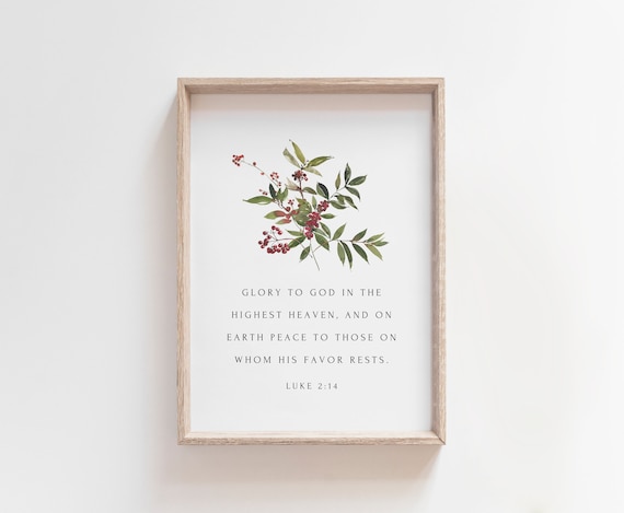 Luke 2:14, Glory to God in the highest, Christmas Decoration, Holiday Wall Art, Printable Christmas Cards