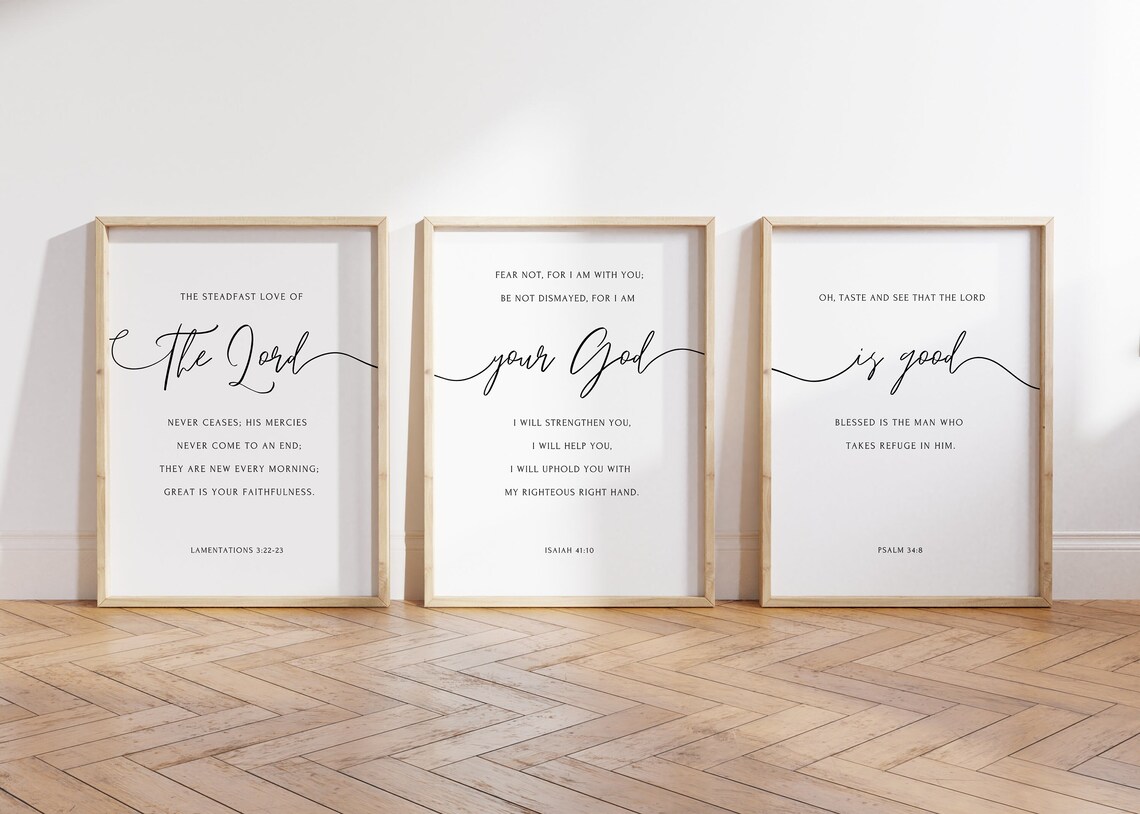 Bible Verse Wall Art Set of 3 the Lord Your God is Good Etsy