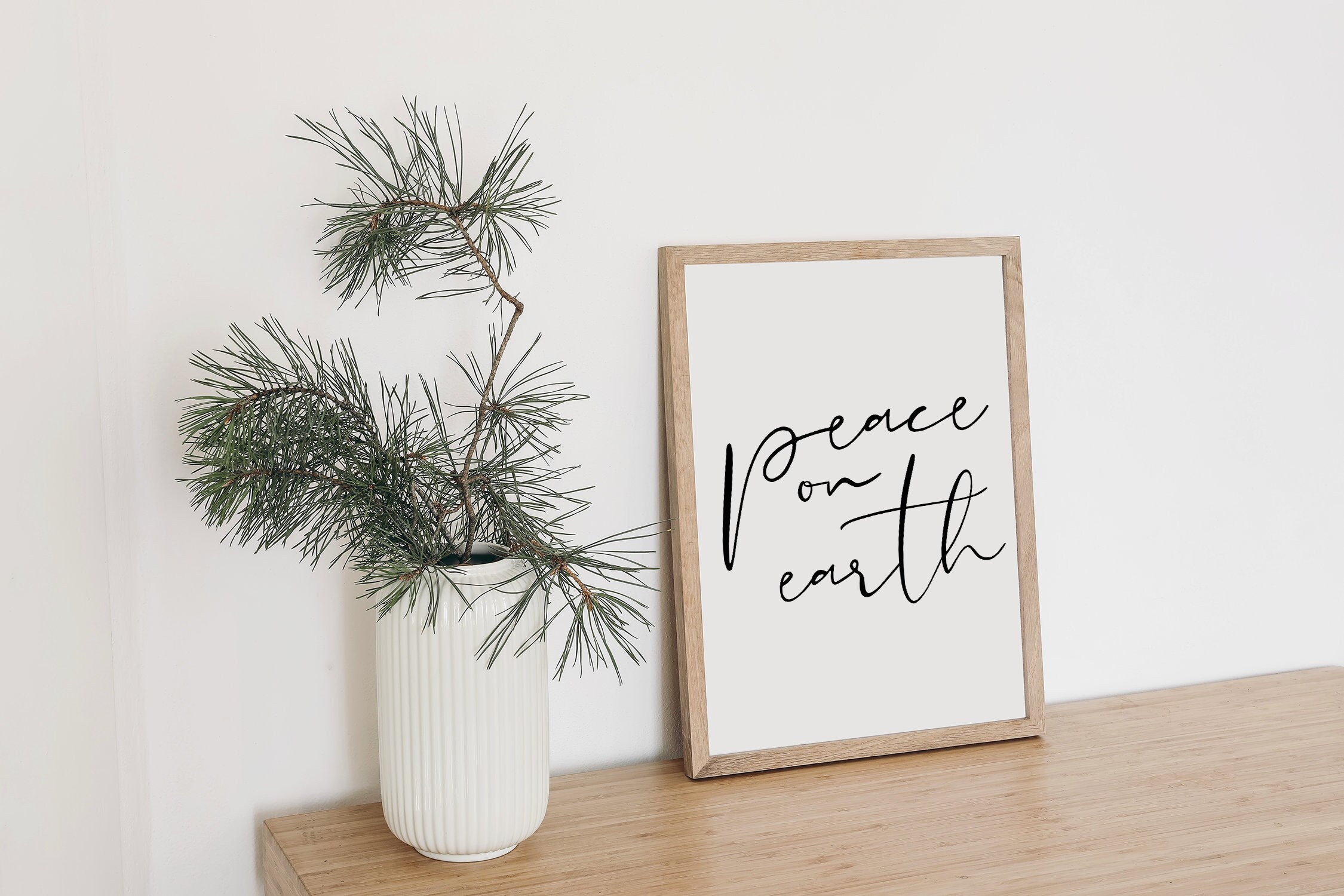 PEACE ON EARTH, Christian Christmas Prints, Christmas Bible Verse Decor, Holiday Scripture Wall Art Printable, Christmas Bible Verse Print
