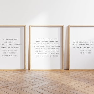 The Blessing Lyrics Bundle, Minimal Christian Wall Art Set of 3, Bible Verse Home Decor, Scripture Poster Bundle, Kari Jobe Elevation Song