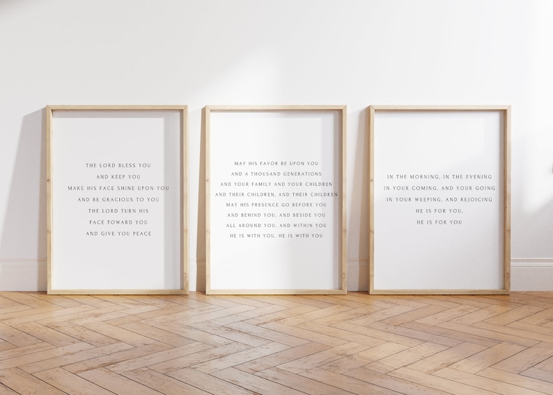 The Blessing Lyrics Bundle, Minimal Christian Wall Art Set of 3, Bible Verse Home Decor, Scripture Poster Bundle, Kari Jobe Elevation Song