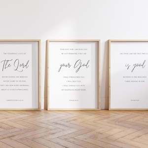 Bible Verse Wall Art Set, Minimalist Christian Home Decor