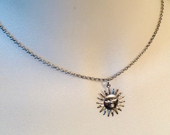 Stainless Steel Sun Necklace - Etsy