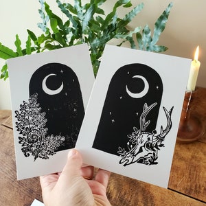 cartes postales - série de linogravures Arches | lot de cartes, impressions d'art