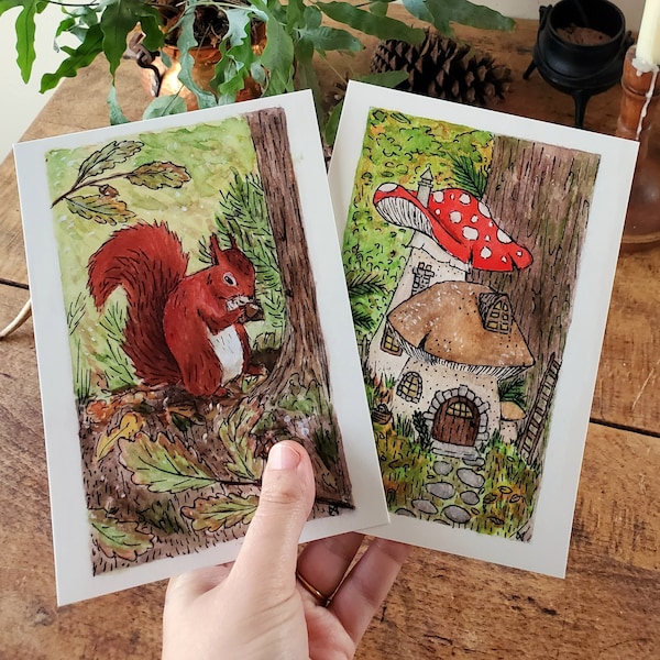 cartes postales - aquarelles | lot de cartes, impressions d'art