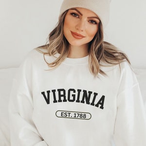 Virginia Sweatshirt Womens Virginia Crewneck Virginia Shirt Virginia Gifts Collegiate State Sweatshirt