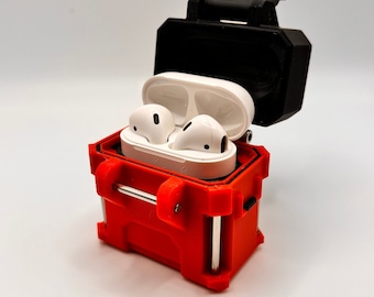 Custom Heavy-Duty Rugged AirPod Case Design, Inspired by Milwaukee Packout Tool Box