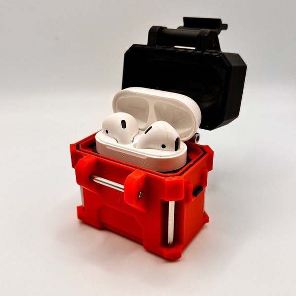 Custom Heavy-Duty Rugged AirPod Case Design, Inspired by Milwaukee Packout Tool Box