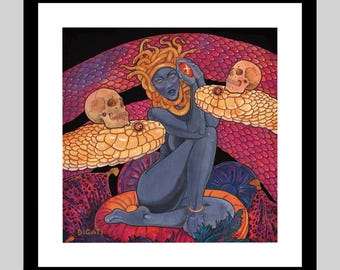 Fine Art Print Medusa Wall Decor Mythology Snakes Mythical Beasts Monster Fantasy Artwork Museum Quality Print Signed 12x12 Inch Unframed
