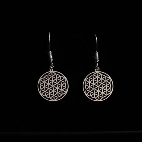 Flower of life earrings silver Sacred Geometry Eternal Blossom Silver Earrings - Flower of Life Inspired ear accessories