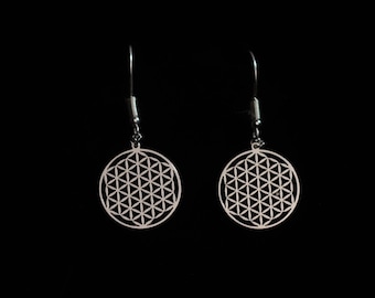 Flower of Life Silver Earrings: Sacred Geometry Jewelry