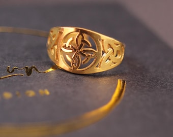 Celtic Knot Rune Ring, Viking Symbol Ring, Norse Jewelry, 925 Silver Gold Rose Gold Ring, Nordic Band, Minimalist Openwork Ring