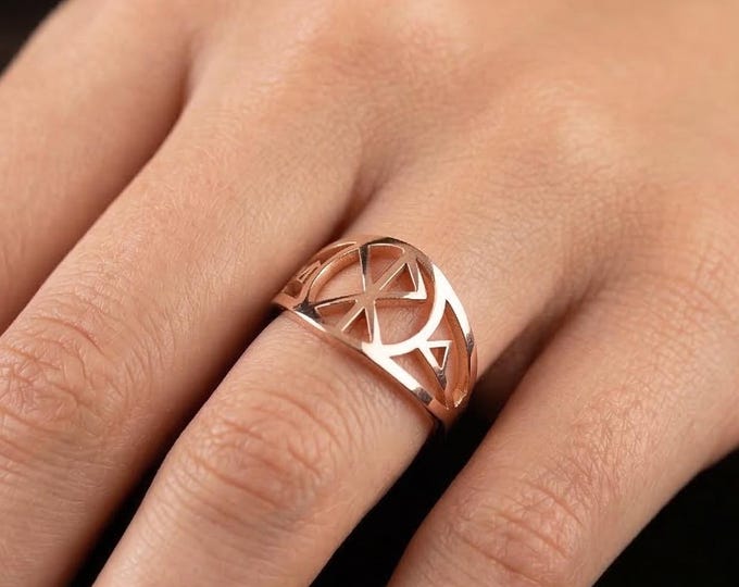Bind Rune Ring 14K Gold | Viking Rune Symbol Ring | Norse Nordic Spiritual Ring | Minimalist Rune Jewelry | Yellow Rose White Gold