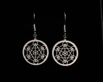 Metatron&#39;s Seal Earrings - Sacred Geometry in Sterling Silver
