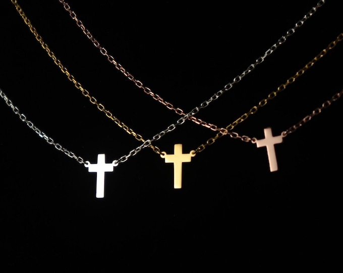 Tiny Cross Necklace Dainty Gold Cross Necklace Gift for Her Christian Gift for Women Small Cross Necklace Gift for her Silver Faith Necklace