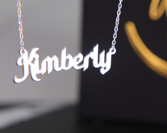 Custom Name Necklace Best Christmas gift for wife Personalized Name Pendant Special Hidayatullah Font Pendant in Silver Cable chain