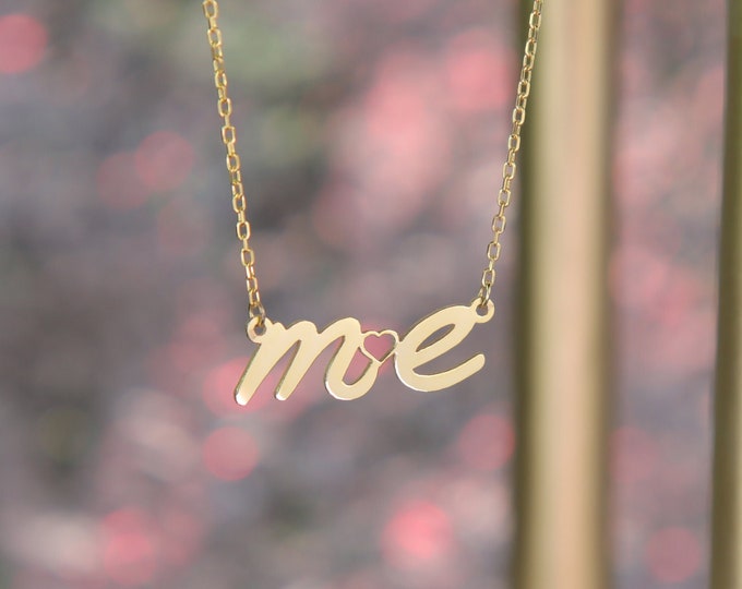 Necklace Dainty Name Necklace, Me and You Hearth Pendant Gold Elegant Necklace for me Spectacular piece of Jewelry for her Gift for mother's