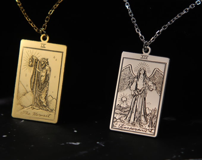 Tarot Card Necklace Dainty Detailed Tarot Deck Necklace 925 sterling silver Fortune telling charm necklace Spiritual Mothers Day Gift Idea