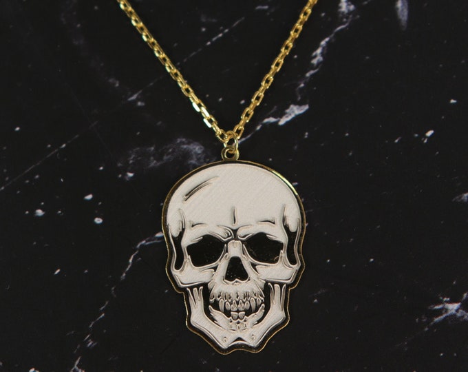 Skull Pendant Necklace Detailed skull for men and women Silver skull Necklace for gift Hand made skull piece necklace Attracts attention