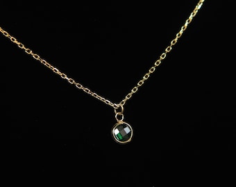 Sterling Silver Birthstone Necklace: Siam, Amethyst, Aquamarine, Emerald