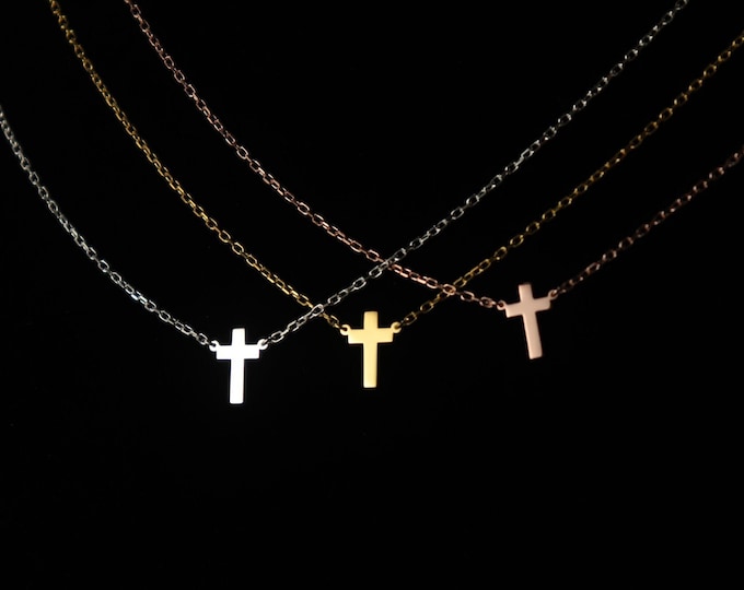 Dainty Sterling Silver Cross Necklace: Christian Faith Gift