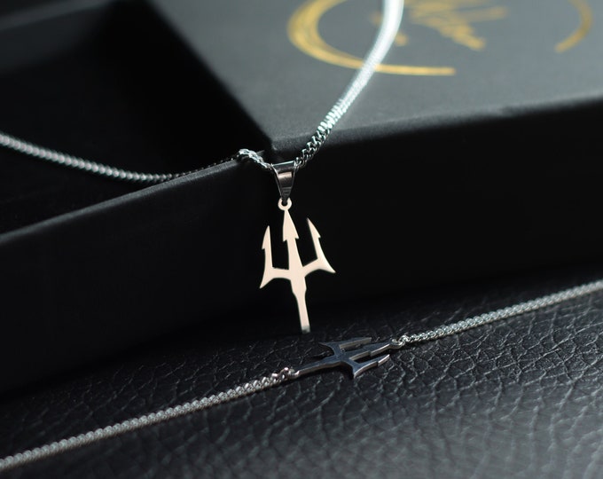 Trident Necklace and Bracelet The Trident Mastery Set - Sterling Silver Pendant, Necklace, and Bracelet Trio Gift for him Gift for her