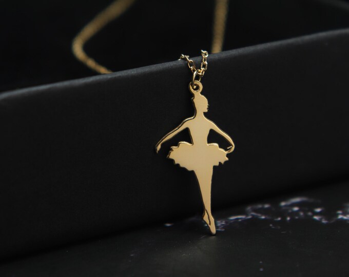 Dancing Swan Little Ballerina II 14K Gold Ballet Dainty Ballerina Pendant for Dance Lovers Gift Perfect dancer Gift Mothers Day Gift Idea