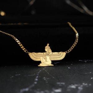 Maat The Goddess of truth Necklace silver 3 mm Curb Chain Ma'at pendant symbol of balance and harmony Spiritual and ancient gold necklace