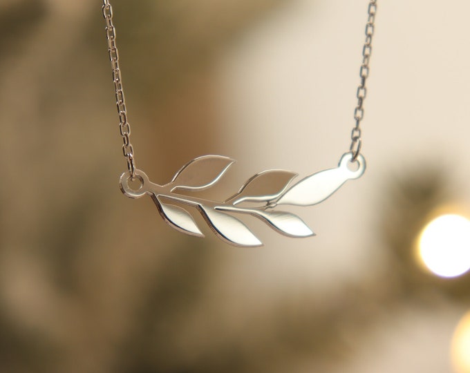 Olive Leaf Necklace, Mother's day gift, Leaf Necklace for Women, Dainty Leaf Necklace for Her, Silver Leaf, Olive Branch, best gift for Her
