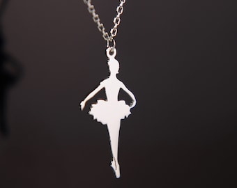 Sterling Silver Ballerina Necklace: Dainty Ballet Dancer Pendant