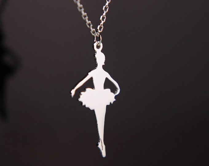 Ballerina Necklace Dancing Figurine Silver Dainty Ballet Pendant for Dancer girls Gold Ballerina Charm Necklace for women Dancing Girl gift