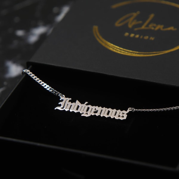 Name Pendant Curb Chain Name Necklace Silver Custom Old English Stylish Cuban Chain Jewelry Gift For Her Custom Gold Name Jewelry Gift idea