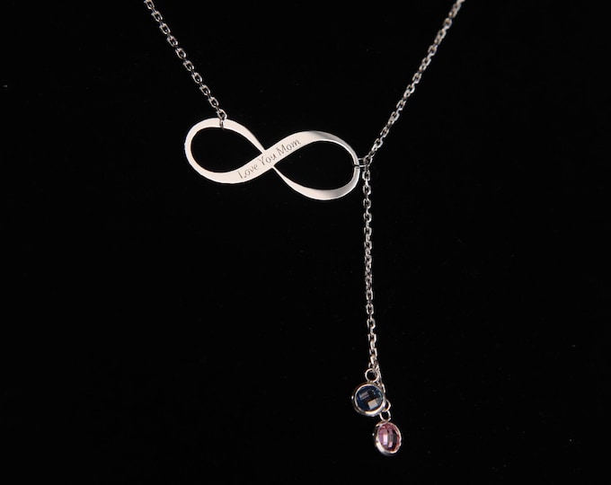 Infinity Necklace Stylish Design for mother's day gift Love Mom Infinity Symbol with Real Stones Perfect Personalized gift for Mothers