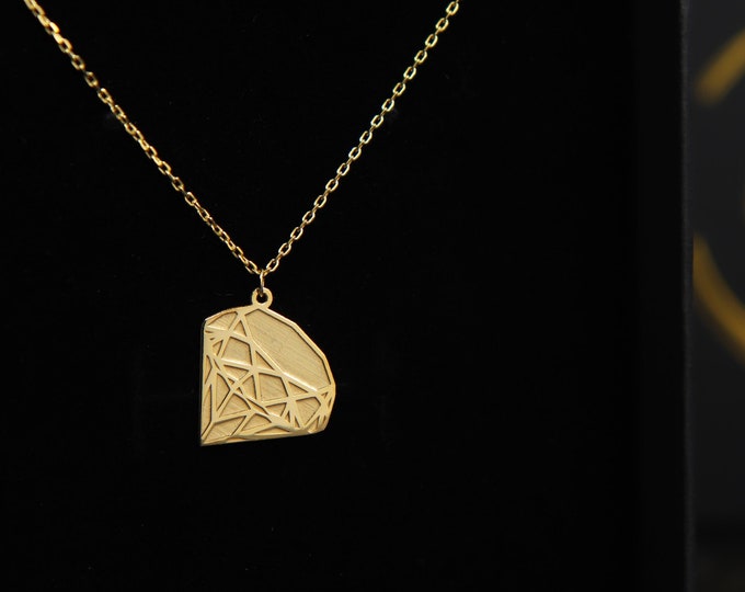 Gold Diamond Necklace Symbolic Brilliance: Diamond Shape Pendant Reflecting Timeless Elegance and Inner Strength Mothers Day Gift Idea