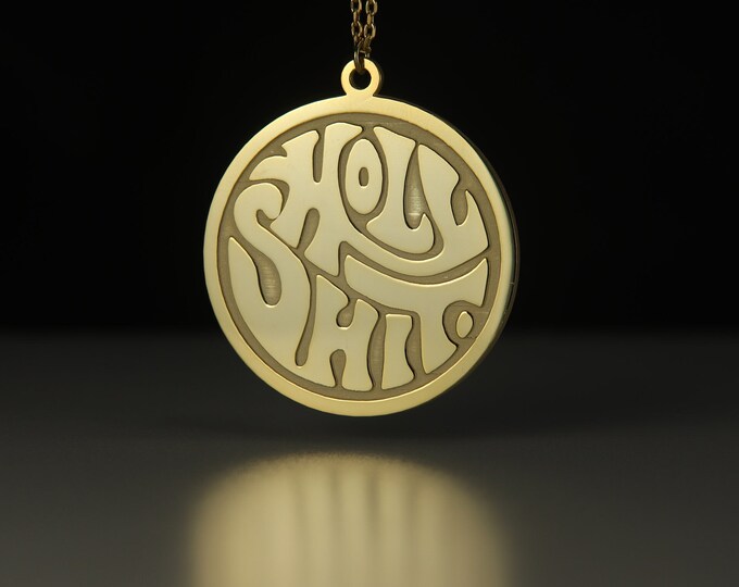 Gold Statement Medallion Necklace The most common word used to describe every situation Life Motto Pendant Funny Necklace for men Best Gift