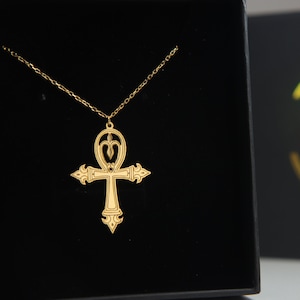 The Ankh Necklace The key of the Life Pendant Gold Spiritual Charm of Ancient Egypt Culture Symbol of Eternal Life Special Gift for Her